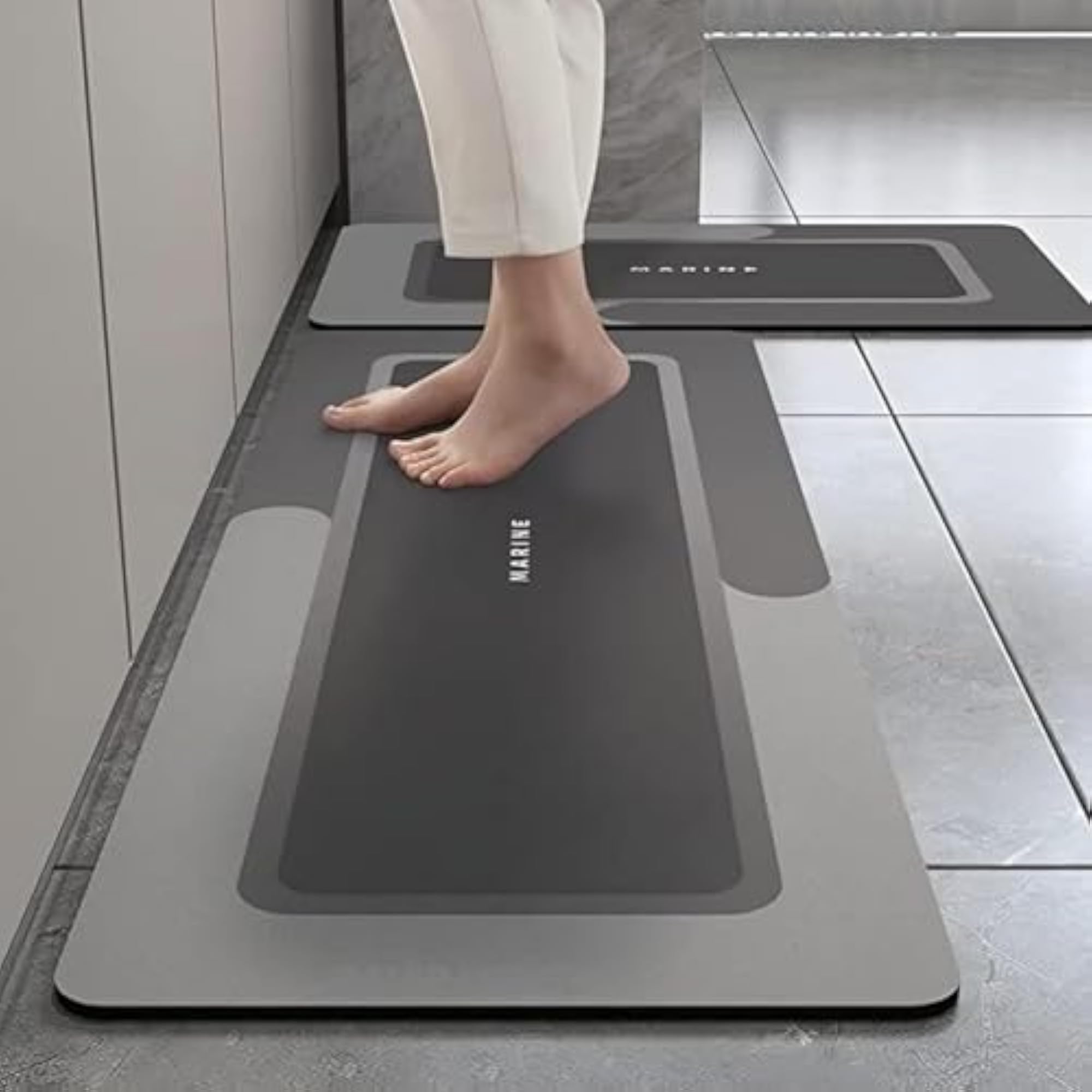 2 Pcs Kitchen Mats, Waterproof Memory Foam Rugs